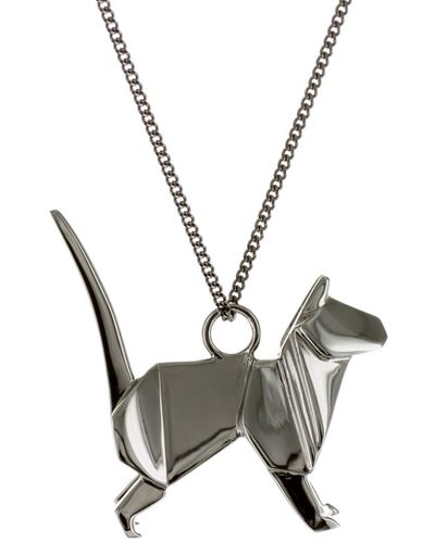 Origami Jewellery Cat Necklace Gun Metal - Black