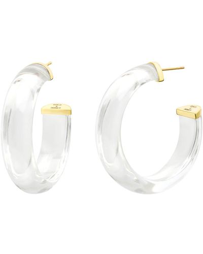 Gold & Honey Medium Illusion Hoops In Clear - White