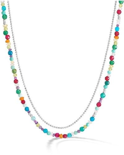 Dower & Hall Tutti Frutti Orissa Mixed Gemstone Necklace In Sterling Silver - Blue