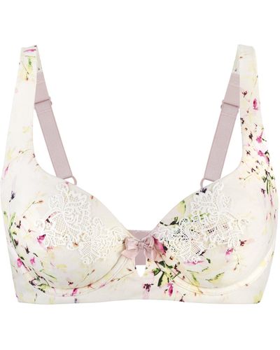 Juliemay Lingerie Sunbleached Floral Silk & Organic Cotton Supportive Bra - Natural