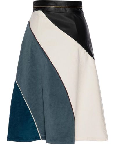 LAHIVE Harper A-line Multi-color Corduroy Skirt - Blue