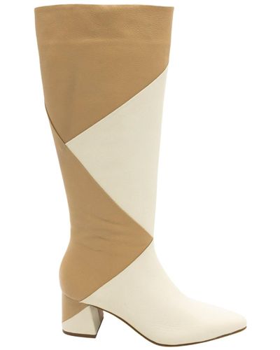Stivali New York Bari Boots In Ivory And Tan Arequipe Leather - Natural