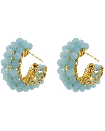 Lavish by Tricia Milaneze Powder Dandelions Hoops Handmade Earrings - Blue