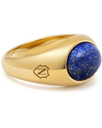 Nialaya Gold Oval Signet Ring With Blue Lapis