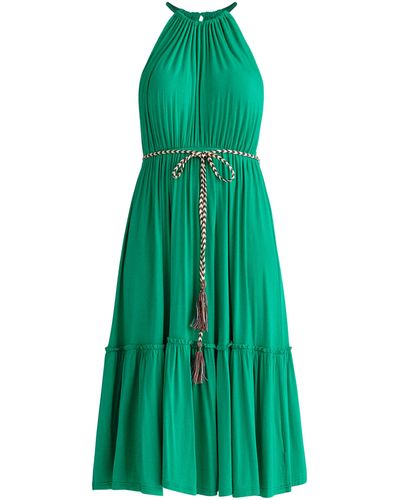 Paisie Tiered Halterneck Jersey Dress - Green