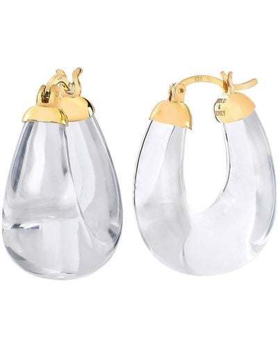Gold & Honey Clear Chunky Bucket Lucite Hoop Earrings - Metallic