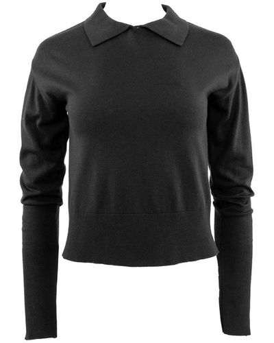 Theo the Label Pallas Collared Sweater Col - Black