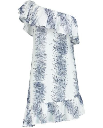 blonde gone rogue Summer Escape Dress With Ruffles In Print - Blue