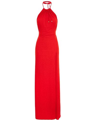 ROSERRY Havana Maxi Glitter Jersey Dress In - Red