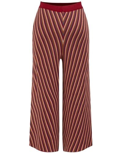 Peraluna Jacquard Striped Knitwear Culotte Trousers - Red