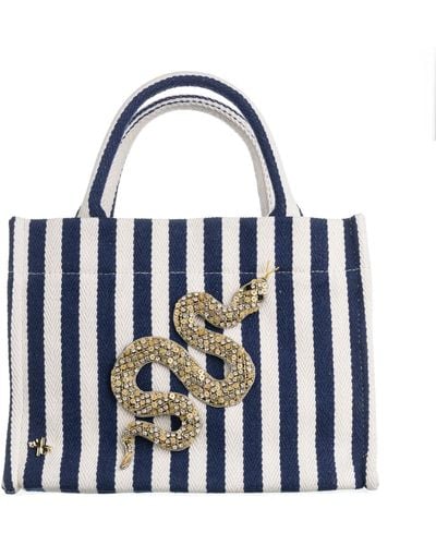 Laines London Laines Couture Hand Embellished Snake Tote Bag - Blue