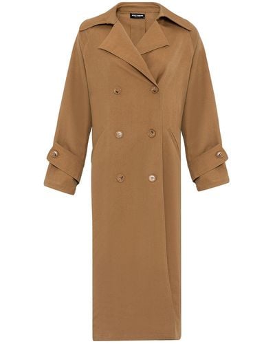 Nocturne Double Breasted Oversized Trench Coat - Natural