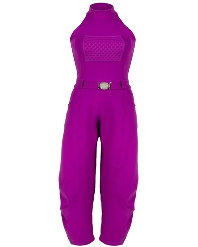 Balletto Athleisure Couture Perforated Pocket Jumpsuit Viola - Purple