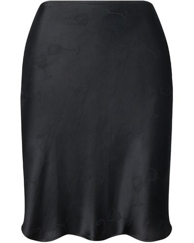 NOT JUST PAJAMA Flowy Silk Jacquard Mini Skirt - Black
