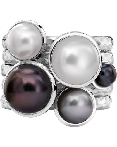 Dower & Hall Pearlicious Twinkle Stacking Rings - Gray