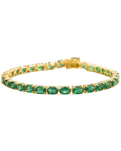 Juvetti Salto Gold Tennis Bracelet In Emerald - Green