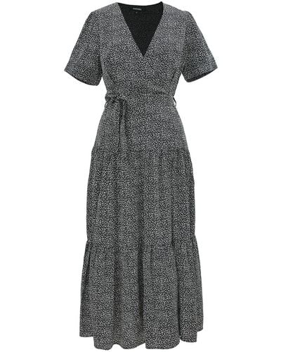 Smart and Joy Liberty Print Cross-heart Dress - Gray