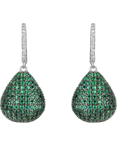 LÁTELITA London Valerie Pear Drop Gemstone Earrings Silver Emerald Green