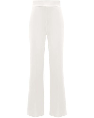 Tia Dorraine Rare Pearl High-waist Flared Trousers - White