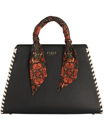 Fable England Fable Gala Apple Leather Tote - Black