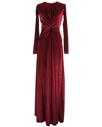 Jennafer Grace Oxblood Velvet Knot Dress - Red