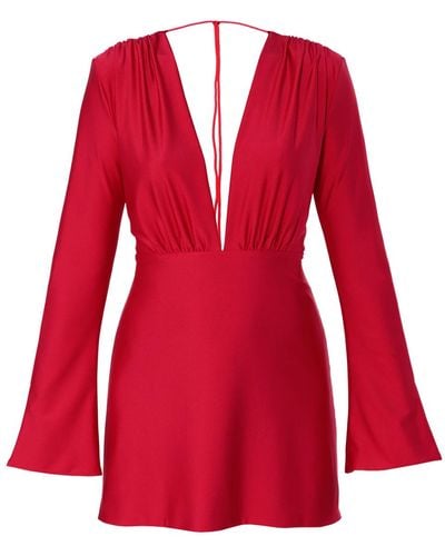 AGGI Julietta Mini Dress With Fla Sleeves - Red