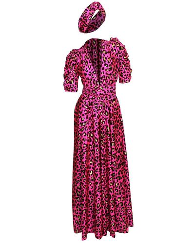 Julia Clancey Olivia Hotty Pink Leopard Palazzo Jumpsuit Set - Red