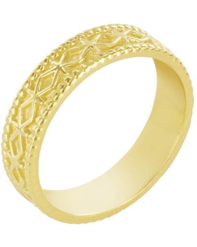 Wolf and Zephyr Star Band Ring Vermeil - Metallic