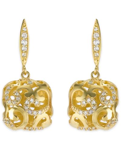 Genevive Jewelry Sterling Silver Gold Overlay Drop Earrings - Yellow