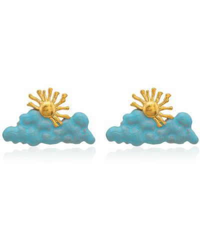 Milou Jewelry Clouds & Sun Earrings - Blue