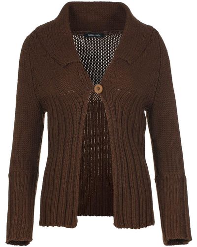 Conquista Fitted Knit Cardigan With One Button Fastening - Brown