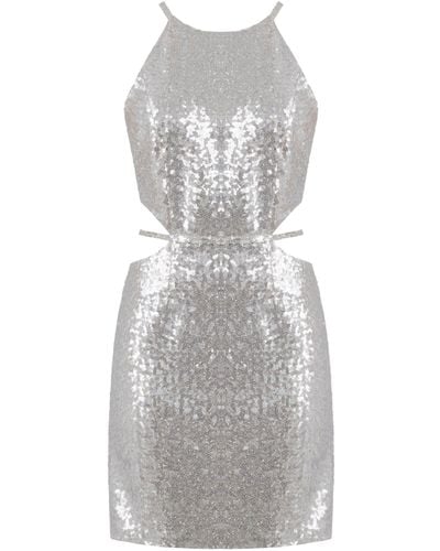 UNDRESS Felice Sequin Short Dress With Cut Outs - Grey