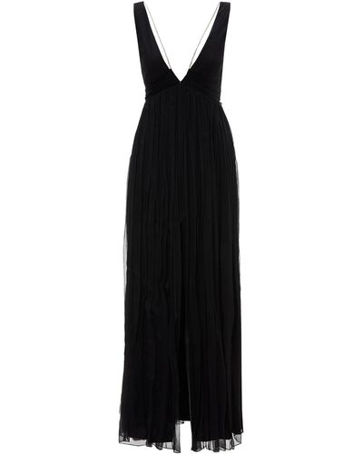 Nissa V-neck Silk Maxi Dress - Black