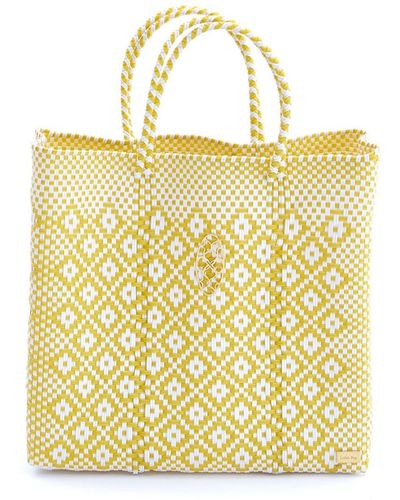 Lolas Bag Medium Yellow Aztec Tote Bag