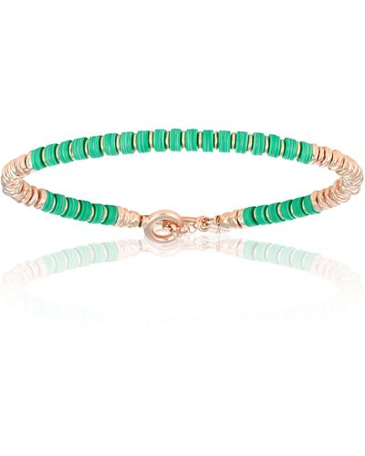 Double Bone Bracelets Medium African Beaded Bracelet With Pink Gold - Green