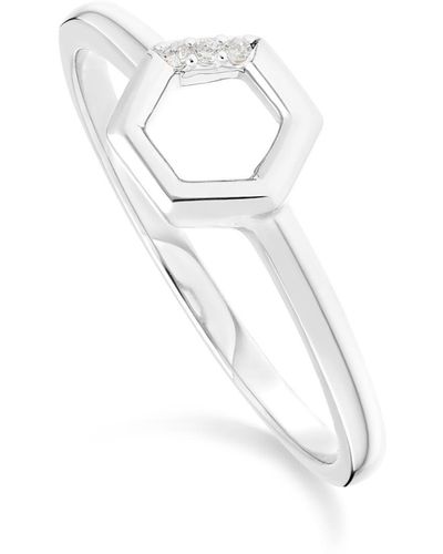 Gemondo Diamond Hexagon Open Ring In 9ct Gold - White