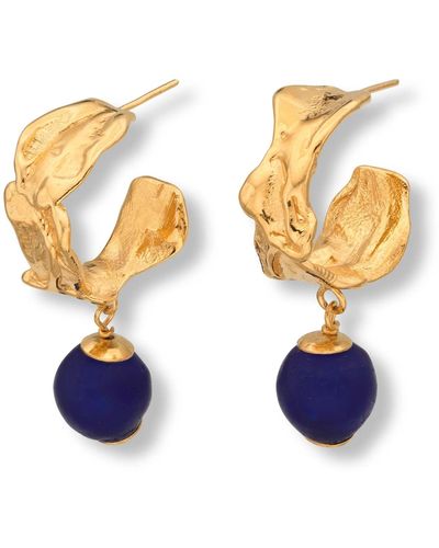 EVA REMENYI Vacation Deep Blue Hoop Earrings Gold - Metallic