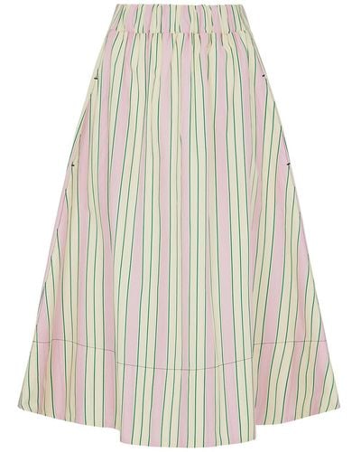 Mirla Beane Niki Elasticated Waist Skirt Pink Stripe - White