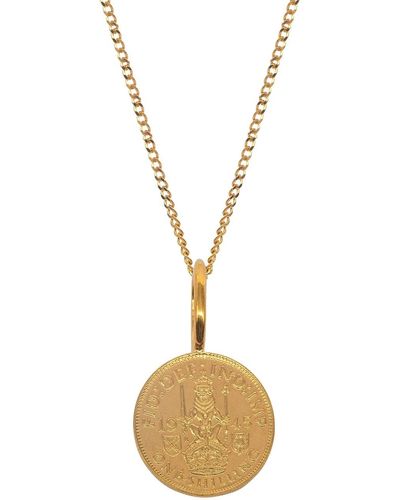 Katie Mullally Scottish Shilling Coin Charm & Chain In Plated - Metallic