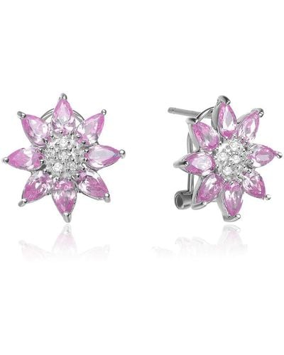 Genevive Jewelry Louise Soleil Pink Sun Earrings - Purple