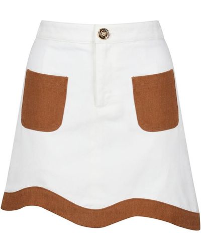 Storm Label Neutrals / Dual Cream & Denim Skirt - White