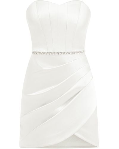 Tia Dorraine A Touch Of Glamour Crystal Belt Mini Dress - White