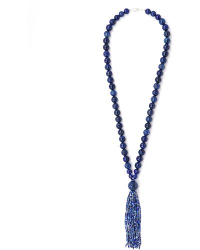 Shar Oke Lapis Lazuli Tassel Beaded Necklace - Blue