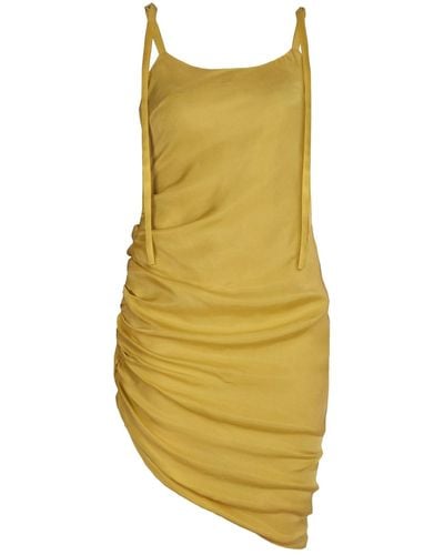 blonde gone rogue Gathered Cupro Dress, Cupro, In Yellow