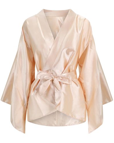Belle -et-BonBon Satin Short Kimono - Natural