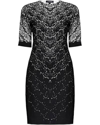 Rumour London Printed Lace Monochrome Fitted Dress - Black