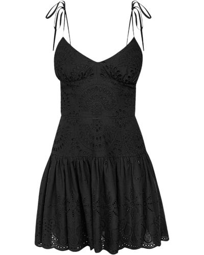 Cliché Reborn English Embroidery Cotton Dress In - Black