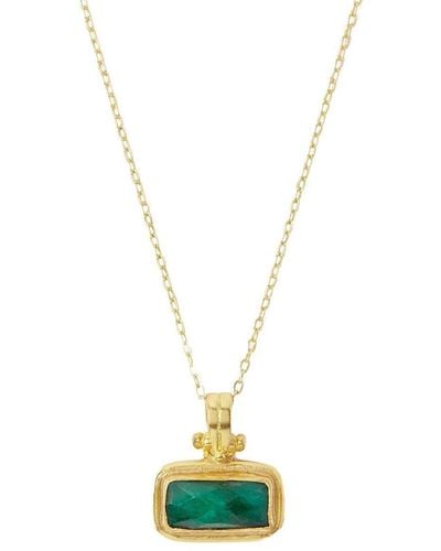 Ottoman Hands Noa Emerald Pendant Necklace - Metallic