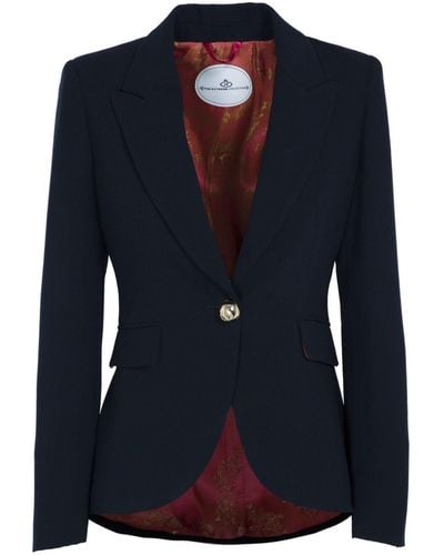 The Extreme Collection Fitted Single Breasted Navy Crepe Blazer With Pockets Hailey - Blue