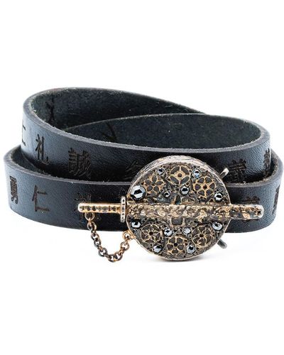 Ebru Jewelry Bushido Leather Wrap Bracelet - Black